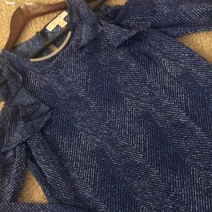 Michael Kors blue and white cold shoulder top